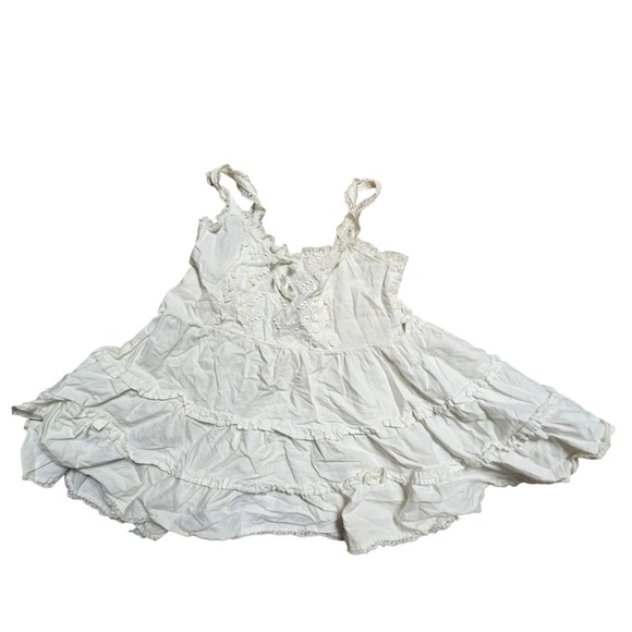 Unknown Other - Vintage Sleeveless Embroidery Ruffle Lace Tiered Dress Girls 2T Cottagecore